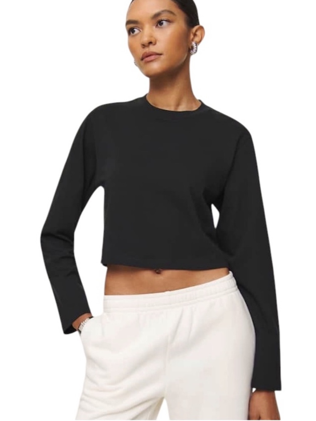 Reformation Asher Cropped Oversized Longsleeve Tee
